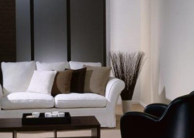 Dark panel glides in a living room.