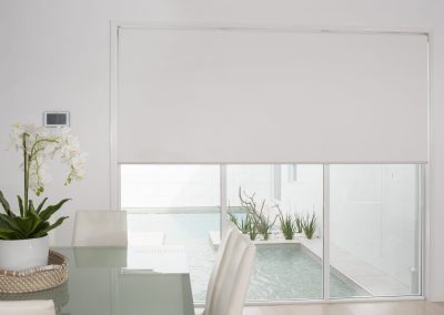 White interior roller blinds.
