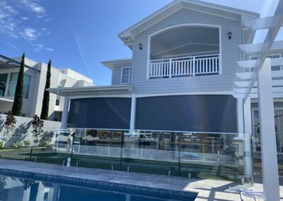 Modern house with pool and blinds
